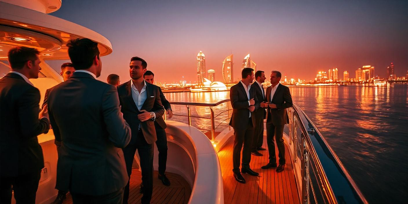 Image of a group of friends having fun at a bachelor party in dubai