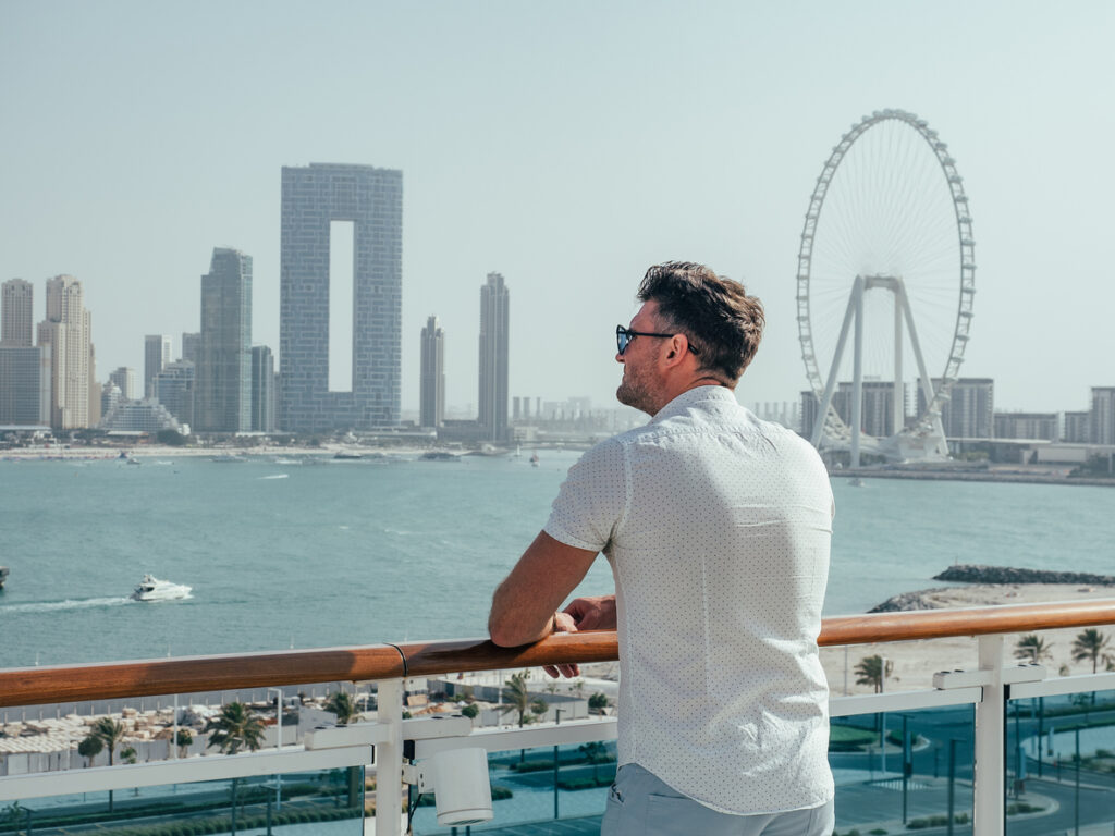 Image of a man enjoying a yacht for rent in dubai